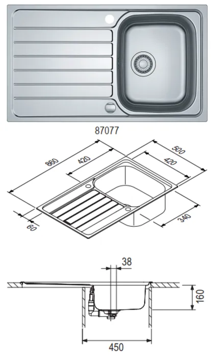 Sori FRANKE: Built-in sink Spark SKX 611-86, stainless steel 87077 1