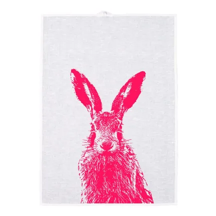 Sori Tea towel hare, pink 0