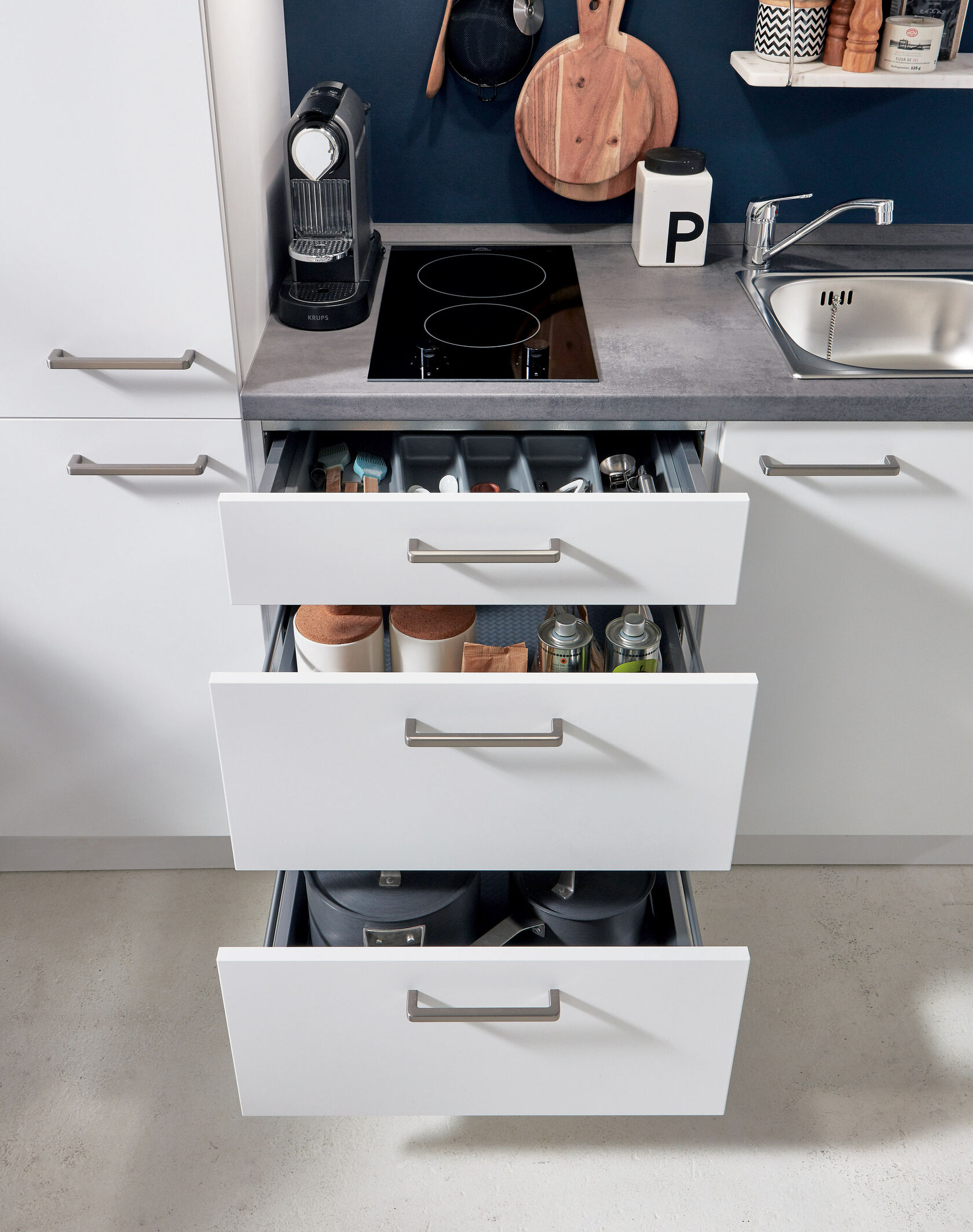 Sori elements kitchen design 01 Concrete Slate grey right-hand orientation 1
